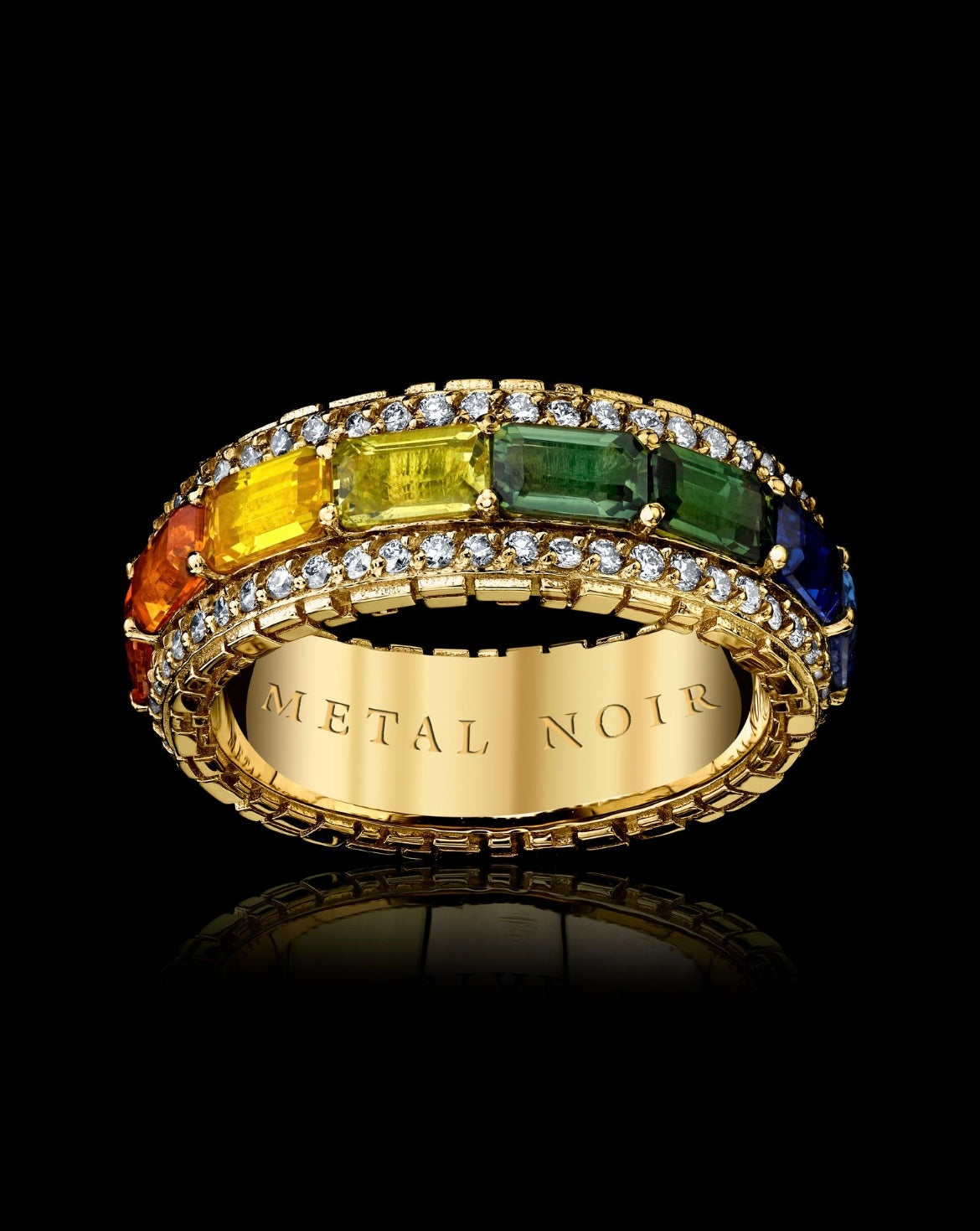 Full Spectrum Collection ‘Orbit’ Emerald Cut Sapphire Ring