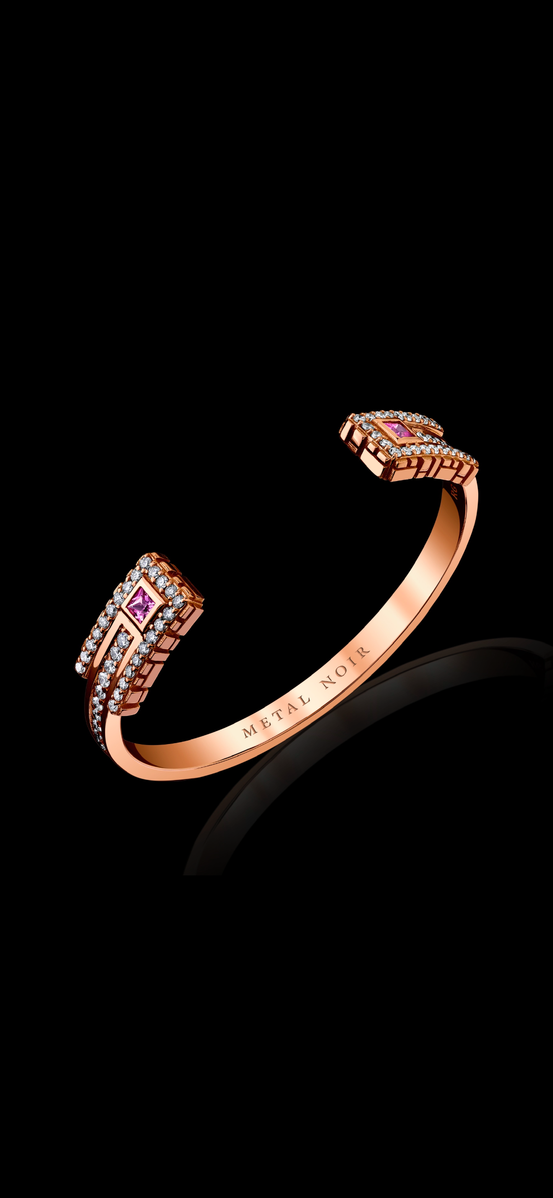 Signature Collection Cuff Bracelet with Diamonds + Pink Sapphires