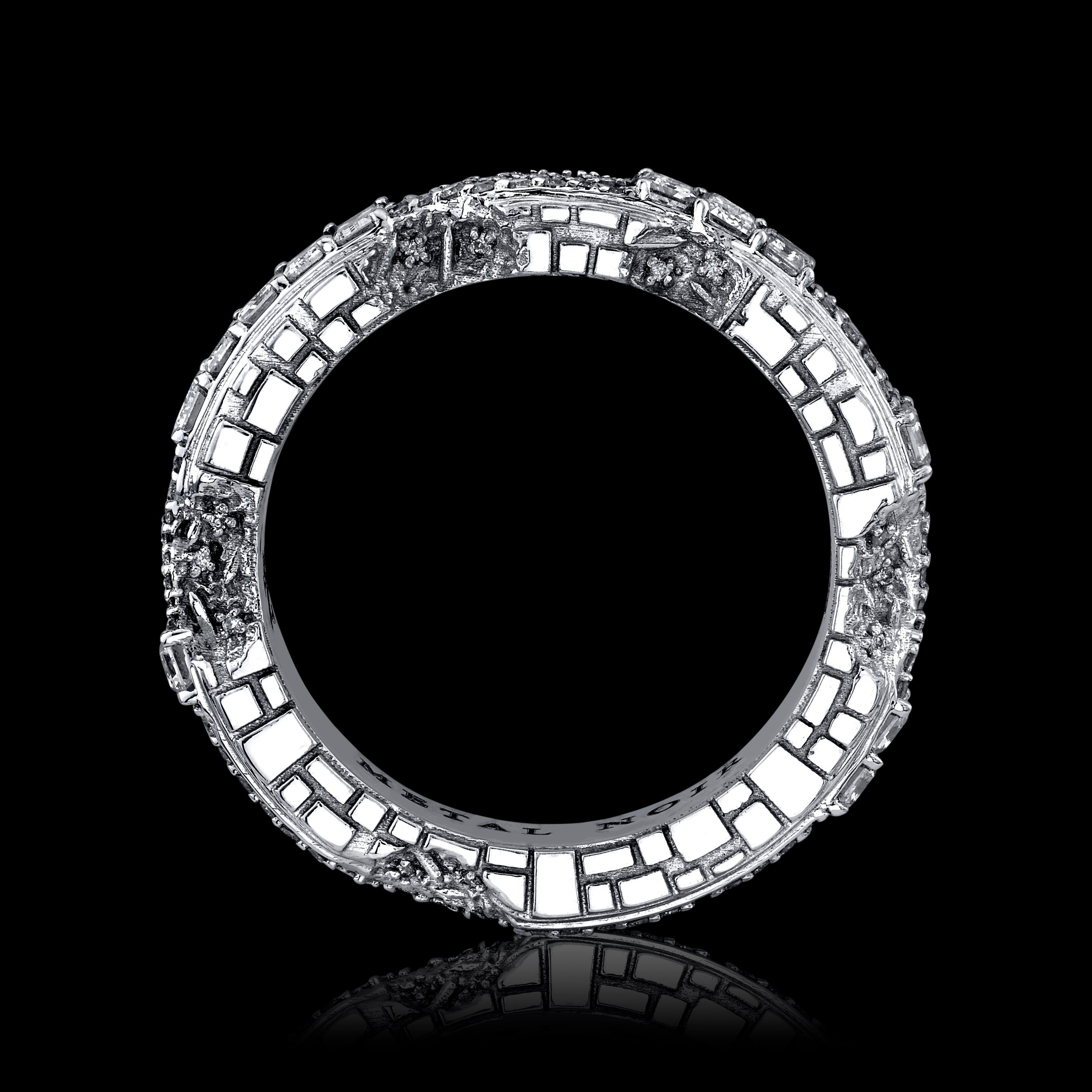 ‘Eroded Architecture’ Ring in solid 18k white gold with 10 point emerald cut + round brilliant diamonds • Edition of 10