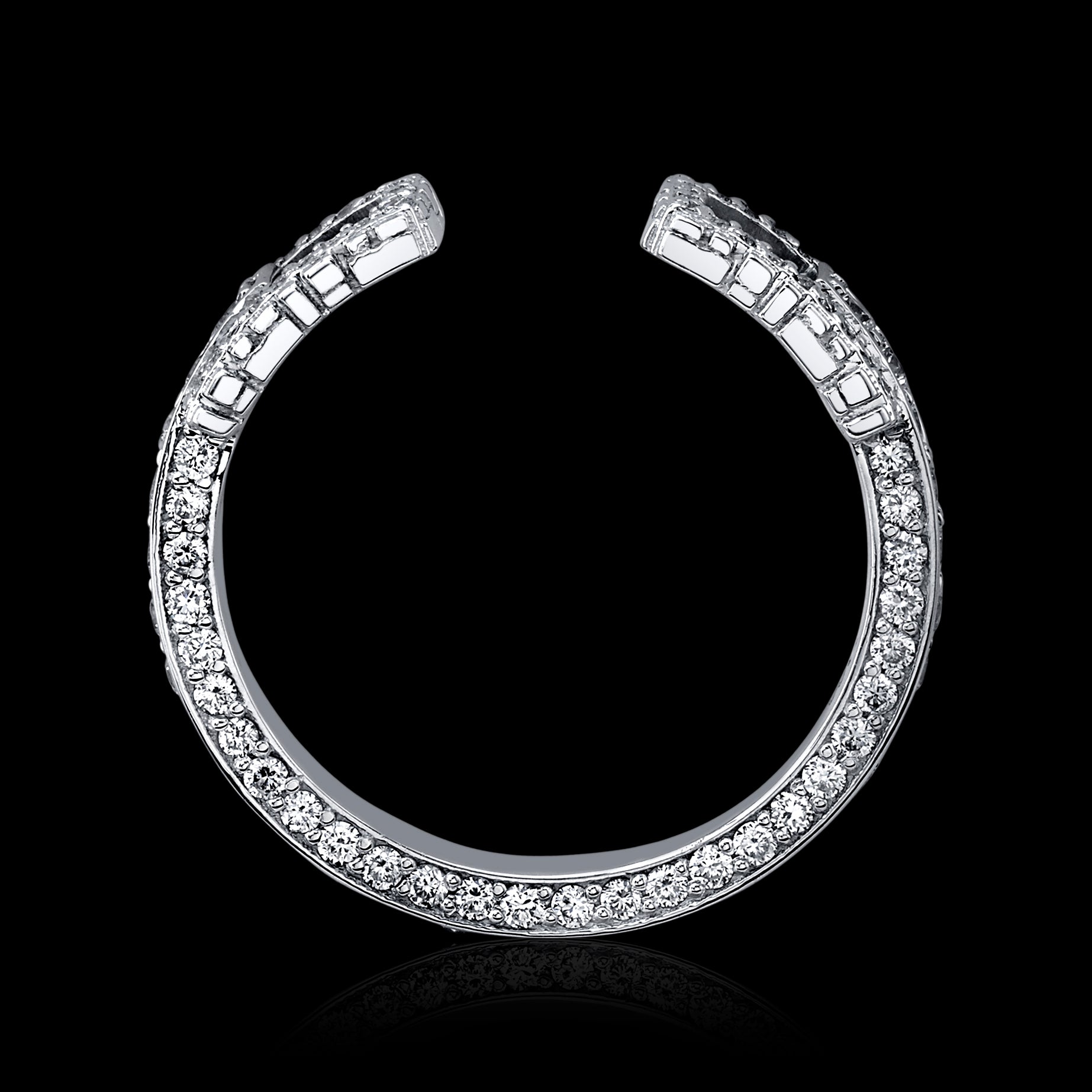 Signature Collection 18k Gold Cuff Ring with Full Diamonds + Baguettes