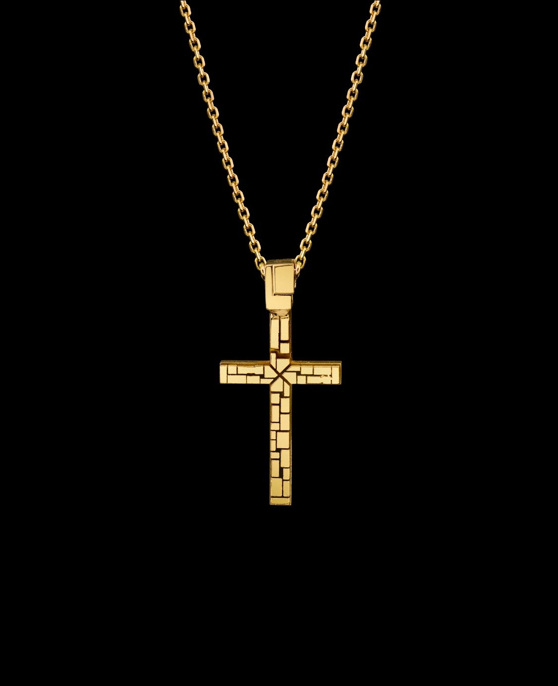 Signature Collection 10 Point Emerald Cut Small Cross Necklace