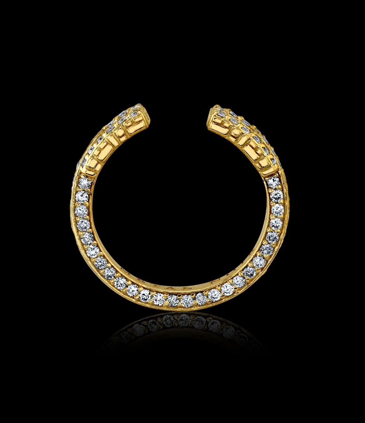 Signature Collection 18k Gold Cuff Ring with Full Diamonds