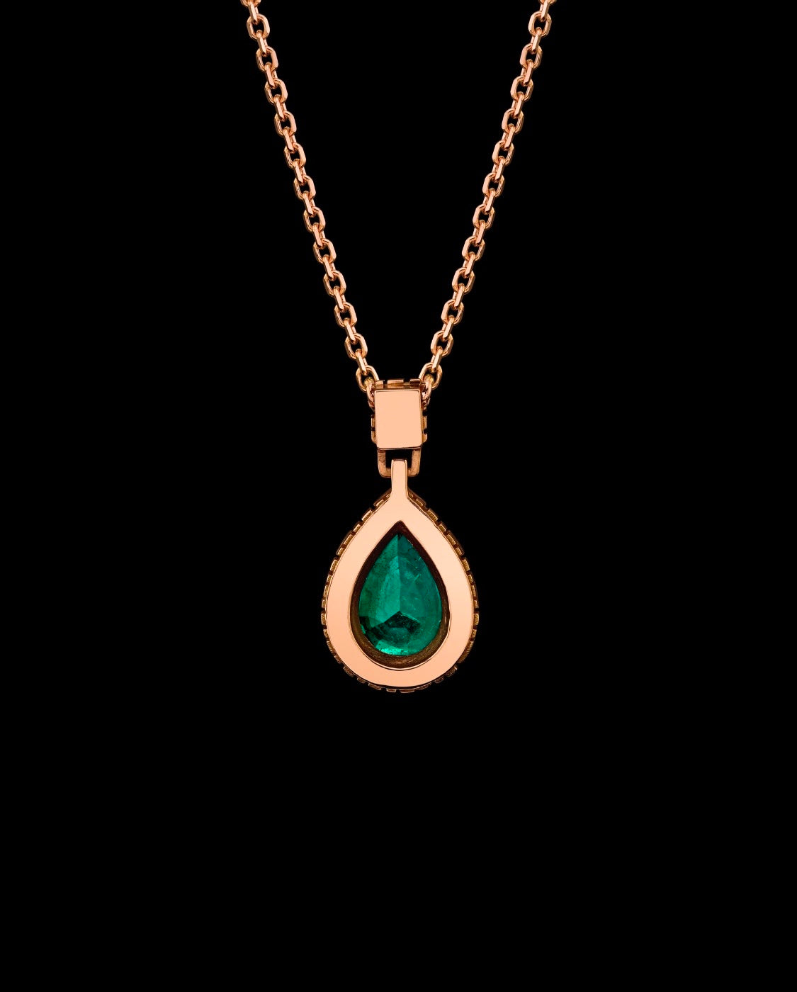 ‘KARINA’ Natural Pear Shaped Emerald and Diamond Necklace