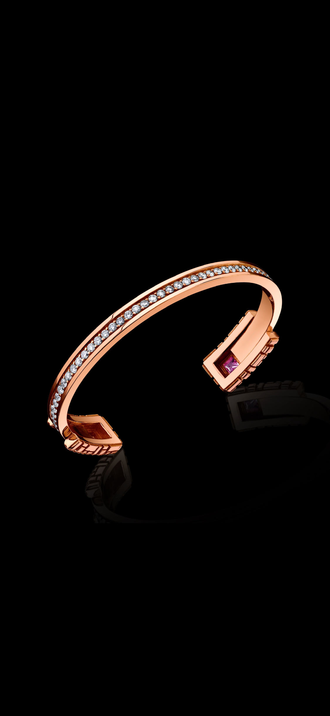 Signature Collection Cuff Bracelet with Diamonds + Pink Sapphires