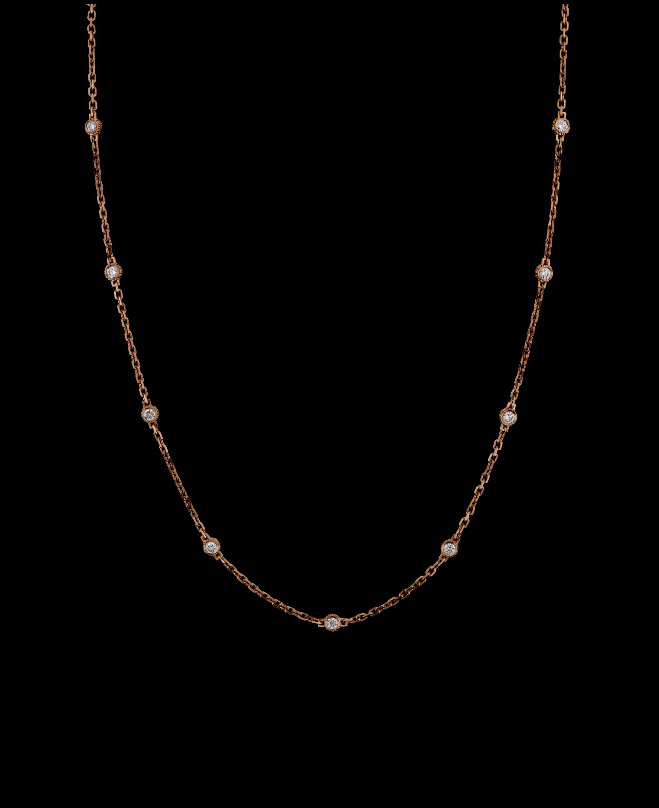 Ultrathin Collection 18k Rose Gold Bezel set Diamond Necklace