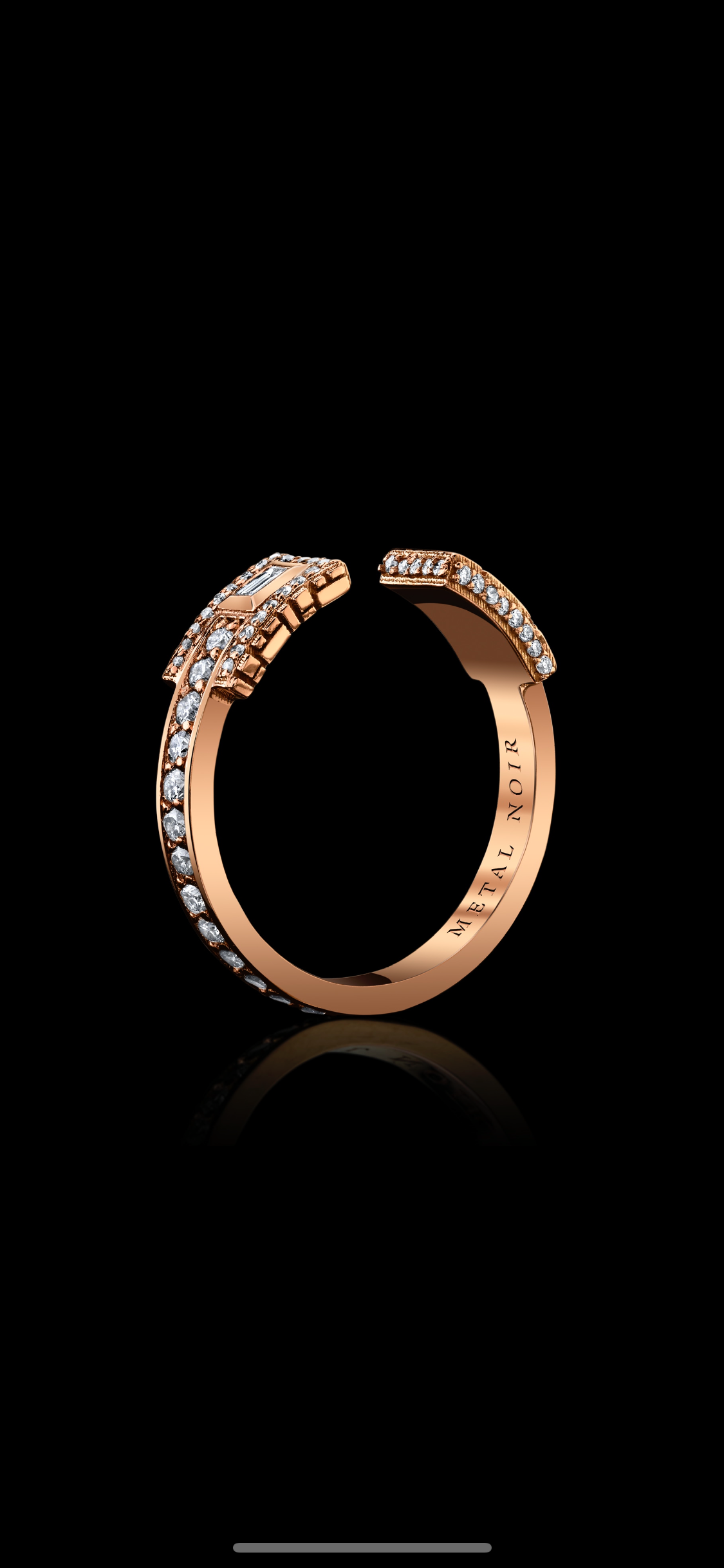 Signature Collection Concept ‘RH.01’ 18k Rose Gold Cuff Ring with 5 point baguette cut diamonds