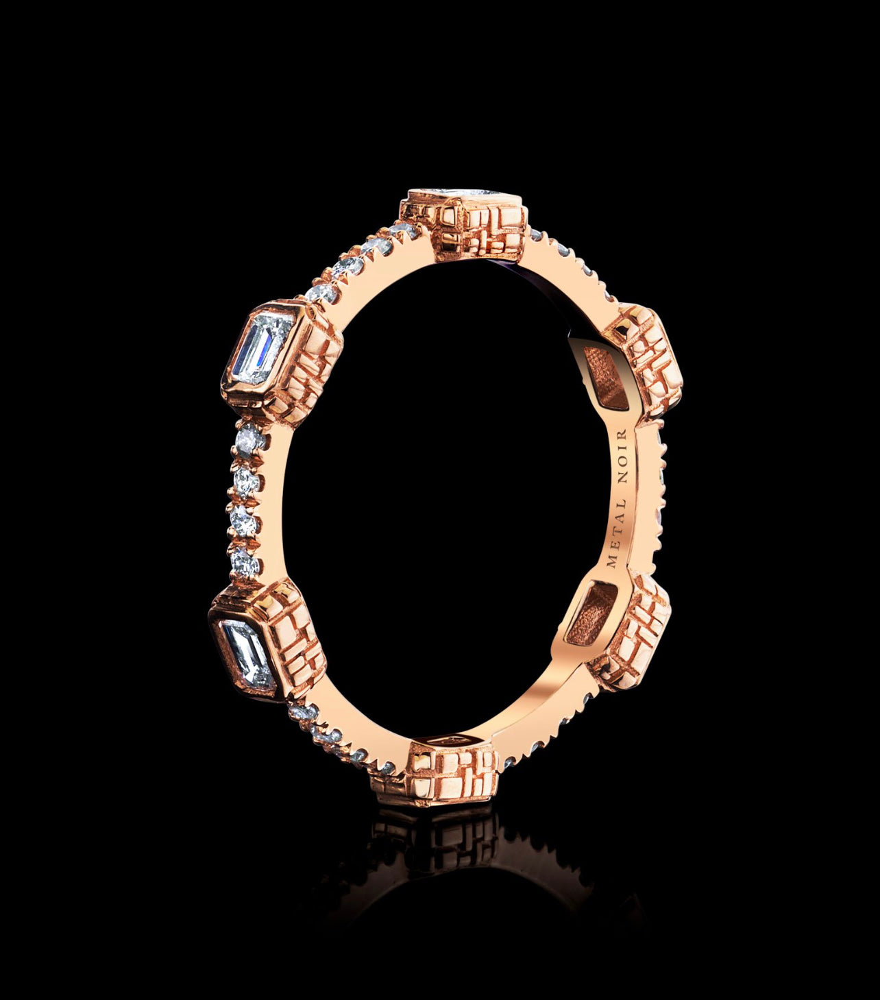 Ultra Thin Collection ‘SIX’ Eternity Diamond Ring with 10 Pointer Emerald Cut diamonds