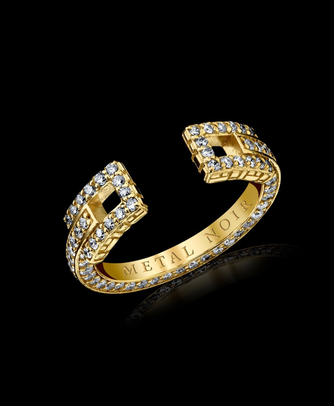 Signature Collection 18k Gold Cuff Ring with Full Diamonds