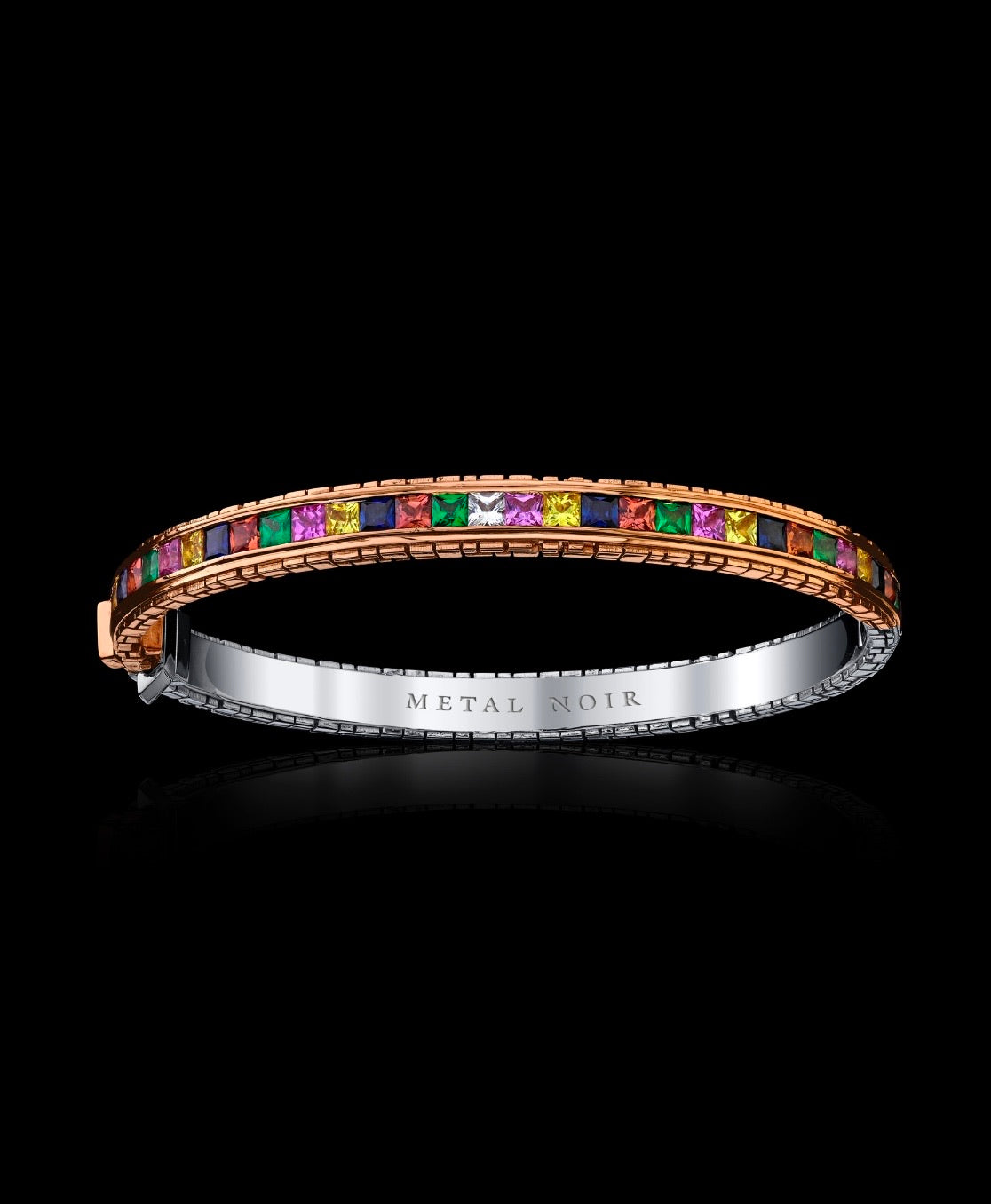 Signature Collection Two-Tone Eternity Bracelet with 20 Point Natural multi-color Sapphires and Diamonds