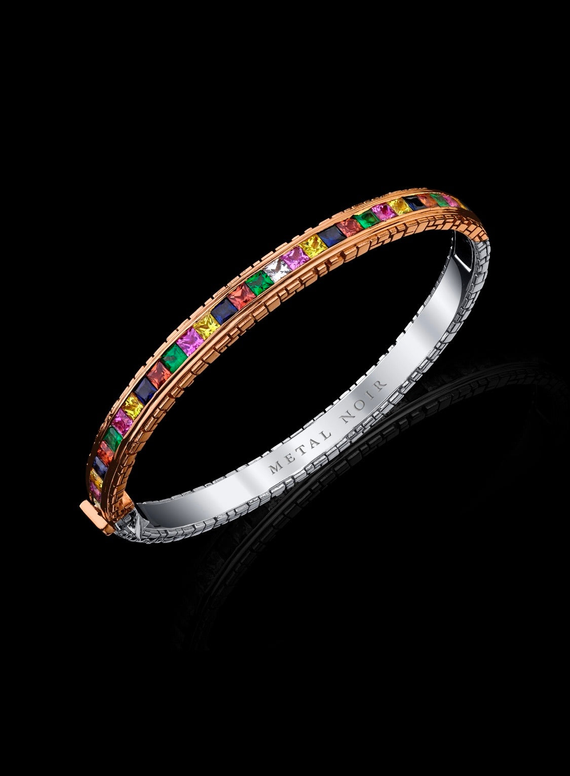 Signature Collection Two-Tone Eternity Bracelet with 20 Point Natural multi-color Sapphires and Diamonds