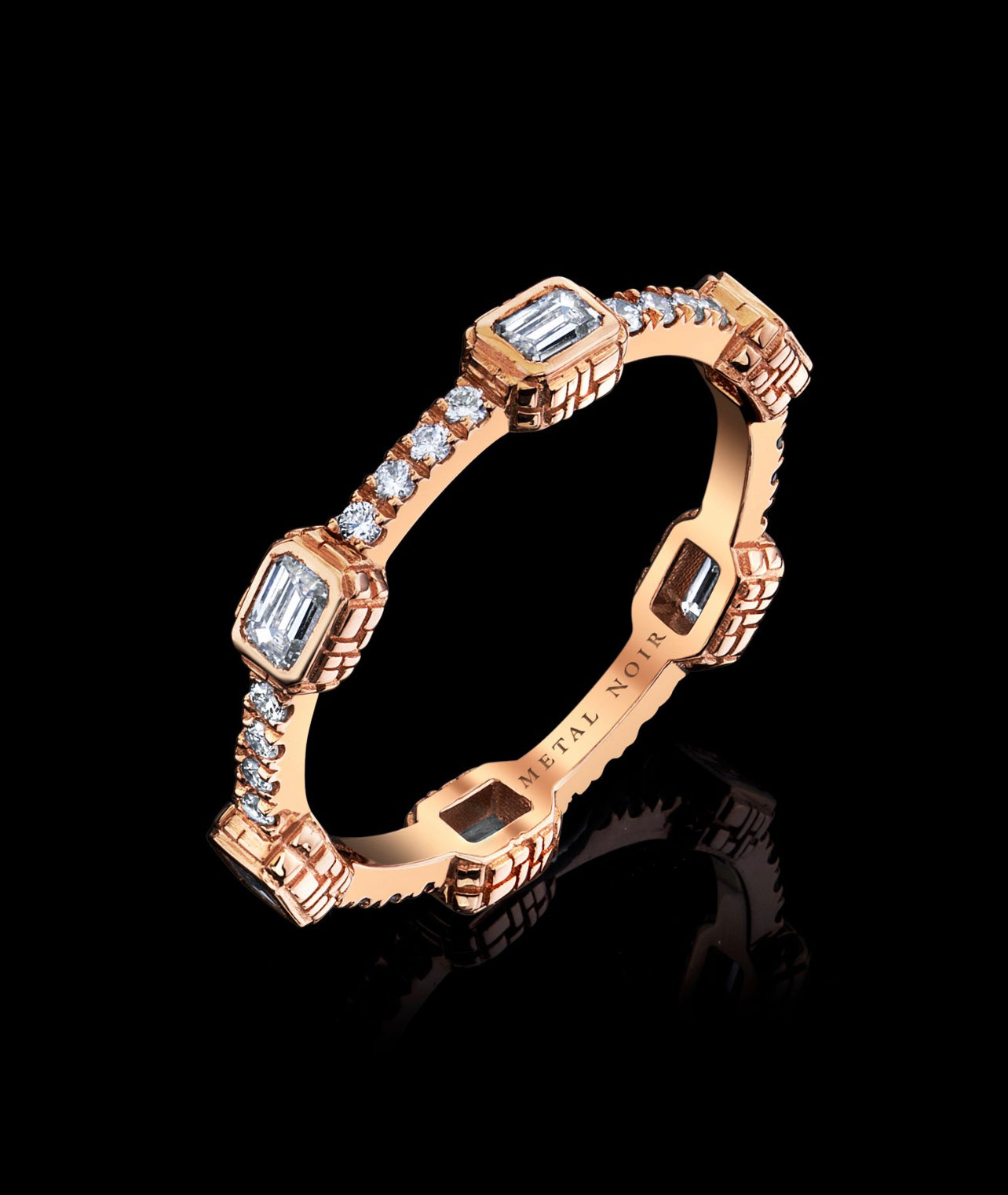 Ultra Thin Collection ‘SIX’ Eternity Diamond Ring with 10 Pointer Emerald Cut diamonds