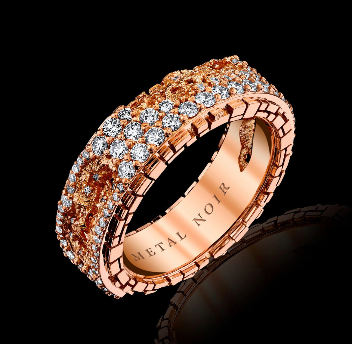 ‘Eroded Architecture’ XL Ring in solid 18k Rose gold with round brilliant diamonds • Edition of 30