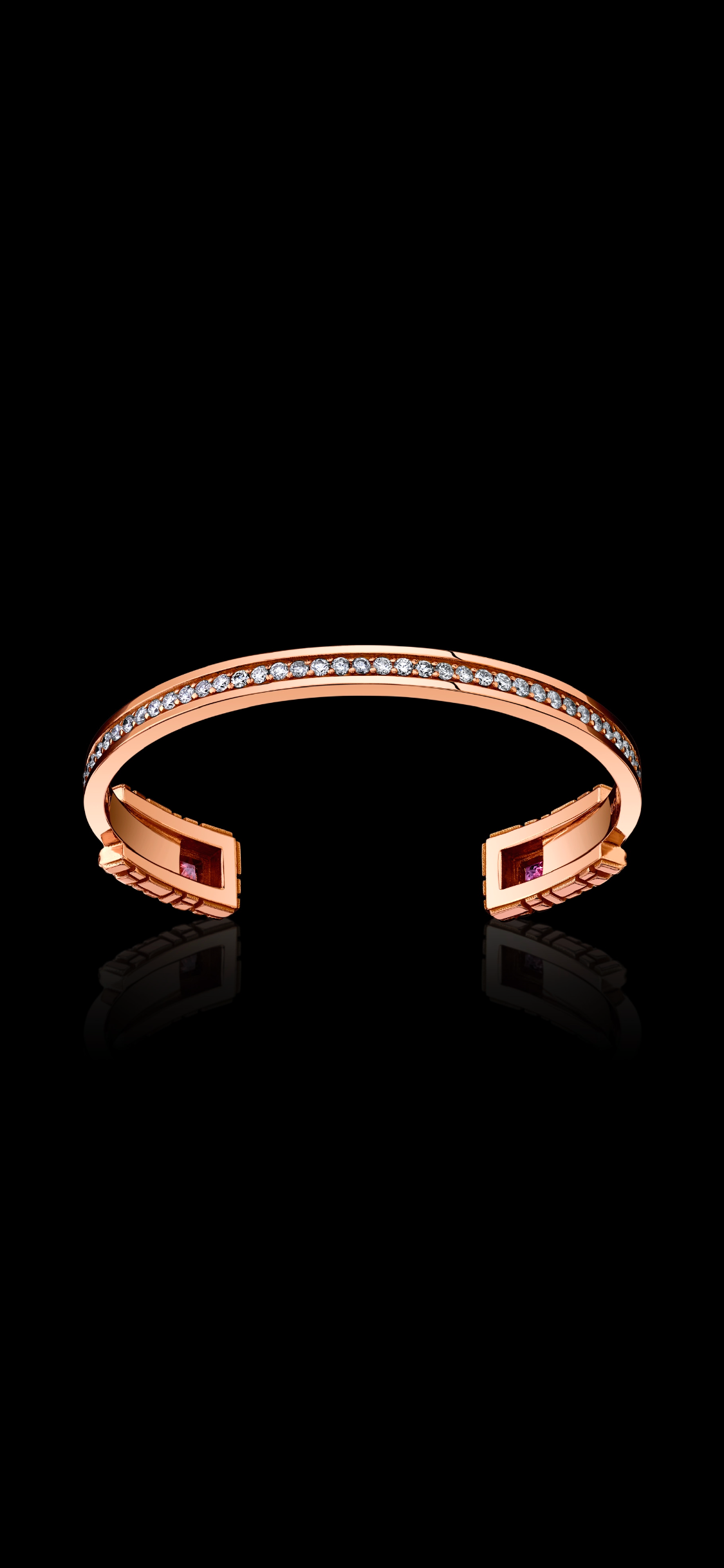 Signature Collection Cuff Bracelet with Diamonds + Pink Sapphires