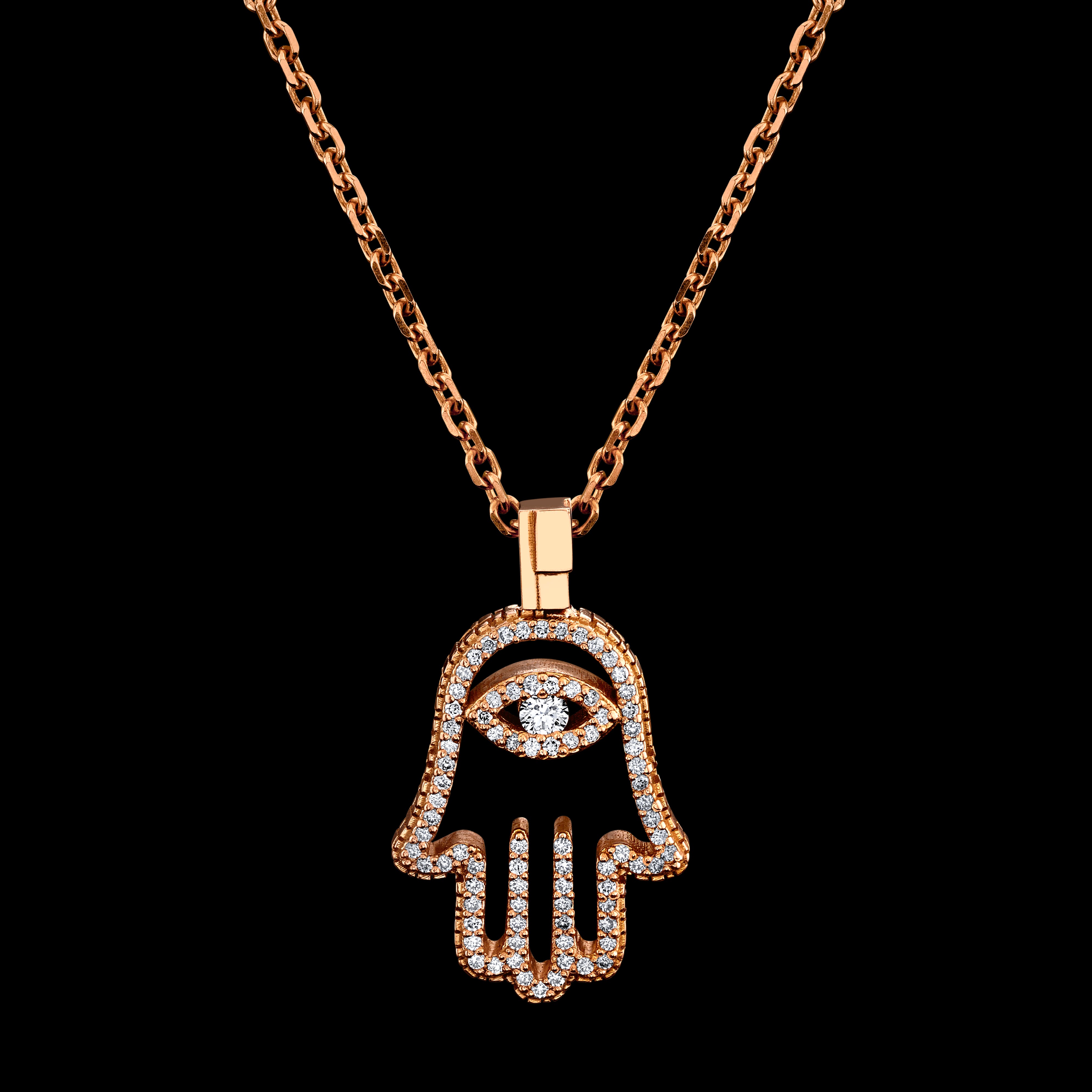 Metal Noir Signature Collection Transparent Hamsa Diamond Necklace